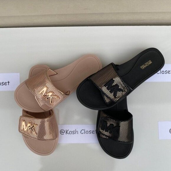 Michael kors Slide Palmer Platform Sandal Rose Gold Ballet Size 8 - Picture 5 of 5